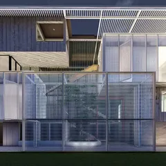 A design rendering for Residence B in South Extension, Delhi. This project explores the idea of a modern courtyard by stacking contrasting volumes. I juxtapose heavy, solid forms with transparent, lightweight glass structures to create a dynamic play of enclosed and open spaces that are interconnected.