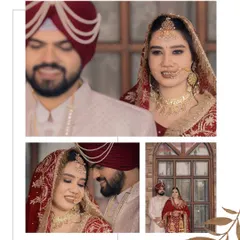 Candid moments between a Sikh bride and groom, capturing their smiles and loving glances during their wedding day.