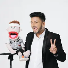 A professional shot of me with my main partner in crime, Bunny. This is the classic duo you get when you book my ventriloquist show, full of energy and ready to entertain at corporate events, family functions, or comedy shows.