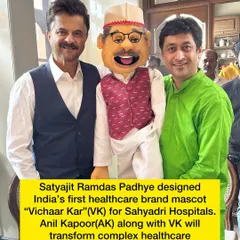 I had the incredible opportunity to design "Vichaar Kar" (VK), India's first healthcare brand mascot, for Sahyadri Hospitals. Here I am with the legendary actor Anil Kapoor, who co-stars with VK in "The AKVK Show," a series of videos where we make healthcare conversations engaging and fun.