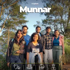 A group of friends on a trek in Munnar. The cool climate and stunning natural beauty make it an ideal destination for a weekend escape from Bangalore.