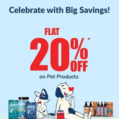 A promotional graphic celebrating our Mumbai store launch with a flat 20% off on pet products.