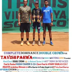 Complete dominance from Tavish Pahwa, winning a double crown in both singles and doubles at the National Series U-14 in Jalandhar. He lost only 13 games in 5 matches.