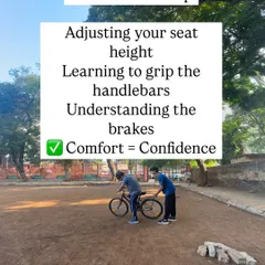Your first hands-on step is the basic bike setup. I will adjust the seat to your height, show you how to grip the handlebars correctly, and make sure you understand the brakes. Comfort equals confidence.