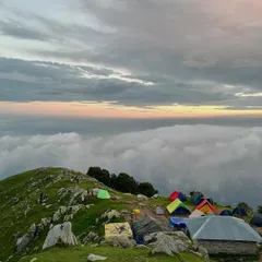 This is the view from the Triund campsite, perched on a ridge above a blanket of clouds. Waking up to this is an experience in itself.
