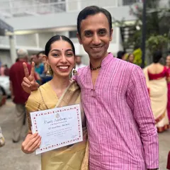 Posing with my certificate and my guru, Sri P. Praveen Kumar. His guidance and blessings are the reason for every achievement, and I'm so happy to make him proud.