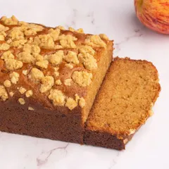 Our apple crumble loaf cake. A soft, spiced apple cake with a delicious crumble topping, it's like a portable apple pie.