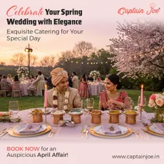 I specialize in creating exquisite dining experiences that match the grandeur of your special day. This outdoor spring wedding setup shows how I tailor the food presentation with elegant copperware to complement the event's theme.