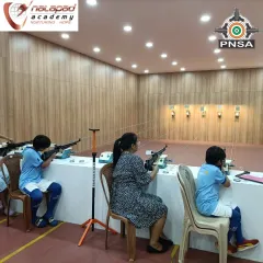 Participants of our summer camp at Nalapad Shooting Academy are fully engaged in a session. We welcome children and teens from all age groups, many of whom are trying the sport for the very first time.