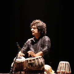 A focused moment during the 'Jazz meets Kathak' concert at the Royal Opera House. The energy on stage was electric as we blended Indian classical rhythms with the improvisational spirit of jazz.
