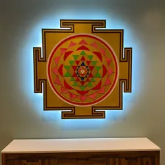 This backlit Shree Yantra was one of our most challenging and rewarding projects. The intricate geometric layers are designed for positive energy and Vastu principles, making it a powerful and beautiful addition to a home or office.