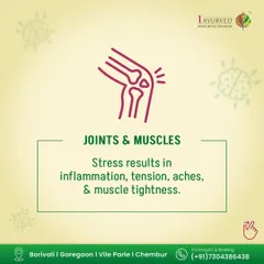 Aches, inflammation, and muscle tightness are common physical manifestations of stress. We use therapies like Abhyanga (medicated oil massage) and Patra Pottali (herbal poultice massage) to release tension from the joints and muscles, addressing the body's stress response.