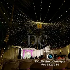 We transform open spaces with ambient lighting. This beautiful canopy of fairy lights and drop pendants created a dreamy, romantic atmosphere for an outdoor Roce ceremony.