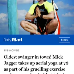 If it's good enough for Mick Jagger at 78, it's good enough for anyone. Aerial yoga truly is a practice for all ages, helping to maintain flexibility and strength throughout life.