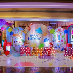 Welcome to an artist's paradise! This is a glimpse of my Art Theme party, where the entire venue becomes a canvas for creativity. With a paint-splatter floor, giant crayon props, and a personalized backdrop, I set the stage for a colorful and hands-on celebration.