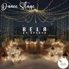 For a truly unique celebration, I can create a magical dance floor for two. This setup features a low-fog effect, a canopy of fairy lights, and a warm candlelit ambiance for an unforgettable first dance as an engaged couple.