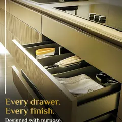 Every drawer and every finish is designed with purpose. This kitchen drawer shows our commitment to interior organization, with custom compartments for cutlery and linens that make daily tasks smoother.