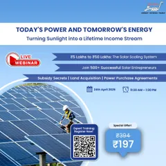 Focused on turning sunlight into a lifetime income stream, this webinar ad shows a technician working on a solar panel array. It highlights our system for scaling a solar business and our expertise in navigating government subsidies.
