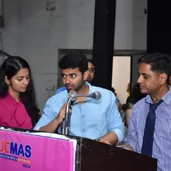 A moment from the 17th Delhi State Level Competition awards ceremony. Our team members are on stage, actively participating in the celebration and organization of this successful event.