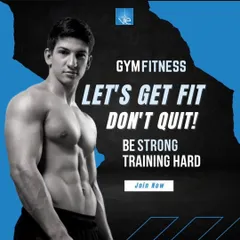 Let's get fit, don't quit. This graphic is a direct call to action to be strong and train hard with us. Join now and start your transformation.