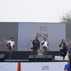 On stage for Max Life Insurance, our team demonstrated simple and effective self-defense techniques for a large audience at a corporate run event.