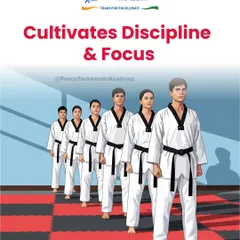 Taekwondo is an art of discipline. Through structured practice and learning forms, our students develop incredible focus and self control that benefits them in all areas of life.