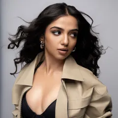 A close up from Ahsaas Channa's birthday shoot. The wind-blown hair and confident expression perfectly match the bold styling of the outfit.