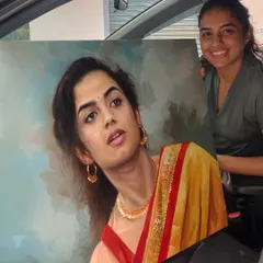 We turn cherished moments into timeless oil paintings. This commissioned portrait of actress Sanchita Poonacha captures her likeness with incredible detail and emotion. Our portrait service is a collaborative process, ensuring the final piece is a deeply personal and treasured heirloom.
