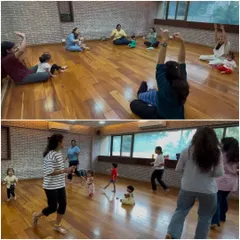 More happy moments from our "Banjo" collection. You can see the mix of seated activities and free movement that makes each class dynamic and fun for every child.