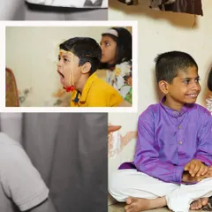 The Munj isn't just serious rituals; it's also about fun and family. This collage highlights the candid, playful expressions of the 'batu' (the boy) during the ceremony, showing his personality shine through.