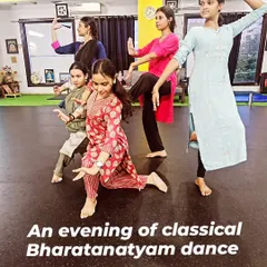 Our students posing before their classical Bharatanatyam performance at the prestigious India Habitat Centre in New Delhi.