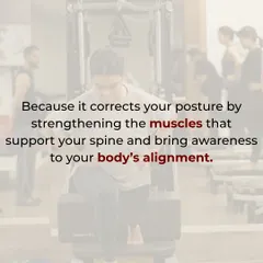 One of the main reasons Pilates is so effective is that it corrects your posture by strengthening the deep muscles that support your spine. This brings a new awareness to your body's alignment.