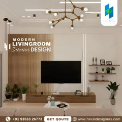 A well-designed living room is the heart of the home. Here, we combined a custom TV unit with fluted wood paneling, open shelving for decor, and layered lighting to create a space that is both modern and inviting, perfect for family time and entertaining guests.