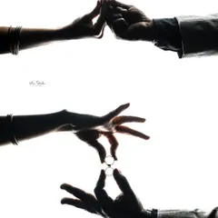 A creative collage of silhouette shots focusing on the hands and rings. These detail shots are a beautiful and symbolic way to tell the story of your commitment.