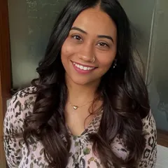 Prerna looking lovely with her new mocha brown hair color. The soft waves help to show off the subtle shifts in tone from the balayage.