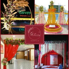 I love bringing a complete wedding story to life. This collage showcases the vibrant Haldi, the elegant engagement, and the grand wedding ceremony, each with its own unique decor and feel, creating a cohesive and beautiful celebration.