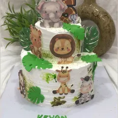 I specialize in creating detailed, non-fondant character cakes. For this jungle-themed birthday, the client wanted edible cutouts instead of full fondant figures. The result was this vibrant, two-tiered chocolate mousse cake decorated with adorable, edible safari animal prints that looked absolutely magical.