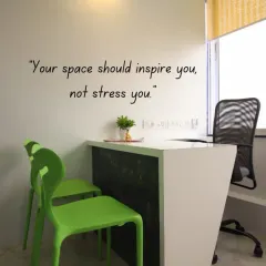 A glimpse into my own office space, designed around the philosophy that "Your space should inspire you, not stress you." I believe a well-designed workplace is essential for creativity and productivity.