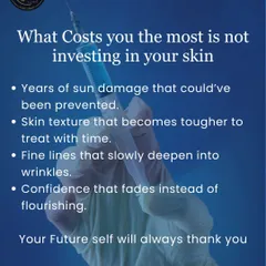 What truly costs you is not investing in your skin. Years of sun damage, deepening wrinkles, and fading confidence are the real price of inaction. Your future self will thank you for starting today.