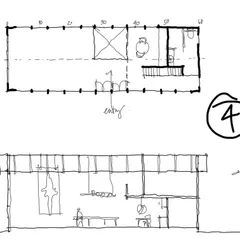 For us, everything begins with a sketch. It is our way of thinking, of giving form to an idea as it evolves. These initial drawings for an artist's studio show the journey from a loose concept to a more defined architectural plan, long before any software is opened.