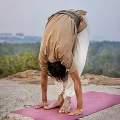 A simple forward bend on a clifftop. My only regret about yoga is that I did not start earlier in my life.