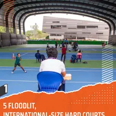 We offer five floodlit, international-size hard courts. This allows for flexible training schedules and the ability to practice day or night on professional-grade surfaces, simulating tournament conditions.
