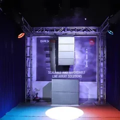 This is a look inside our Harman experience centre, where we showcase cutting-edge audio technology. Pictured is a JBL BRX line array system, a scalable and powerful solution we recommend and install for auditoriums, houses of worship, and live performance venues that require pristine sound coverage.