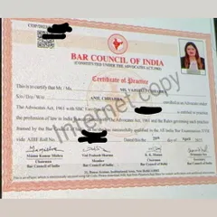 Another happy moment in my journey. This is my Certificate of Practice, awarded after clearing the All India Bar Examination. It's the official license that permits me to practice law anywhere in India, a goal I worked very hard to achieve.