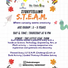 Our 2025-26 class schedule is live. This flyer is for our Storytelling S.T.E.A.M. class, where curiosity meets creativity for 3-5 year olds.