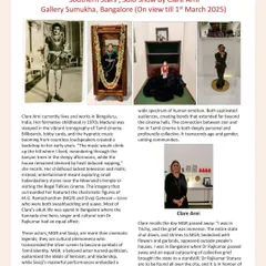 An article in Art and Design Dimensions covering the 'Southern Stars' solo show by Clare Arni. The feature delves into the artist's fascination with the cinematic legends of South India.