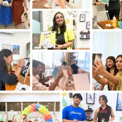 This is the heart of Soaked in Canvas. A collage of smiles, colorful canvases, and beautiful moments from our workshops, showing new moms on a break, couples on art dates, and friends celebrating together. Every person brings their own story and leaves with a happy memory.