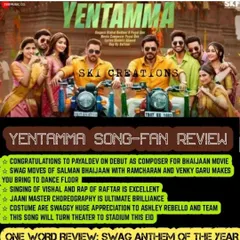 It always feels good when your hard work is appreciated. This fan review for the song 'Yentamma' highlights the "swaggy" costumes, and I couldn't be prouder of my team for their incredible effort.