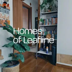 Even a small corner or entryway can be brought to life with the right plants. Here, a fiddle leaf fig in a woven basket and other plants on a bookshelf add a touch of nature to this home's wooden interior.