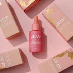 This is an overhead shot I did for Clay Co. Beauty. I find that creating a dynamic composition with the product and its packaging like this really works for social media feeds and website banners. It's eye-catching and tells a story about the product line.
